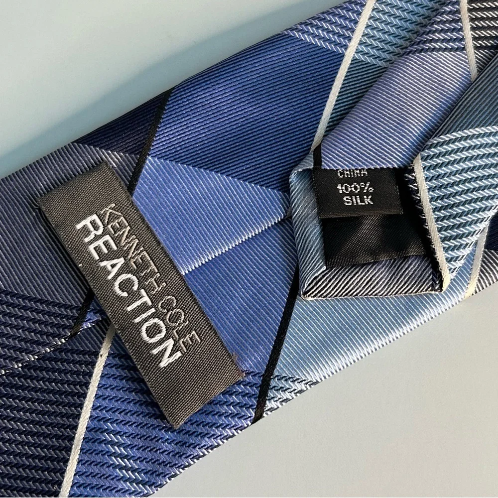 Kenneth Cole Navy and Light Blue Checkered 59” Tie